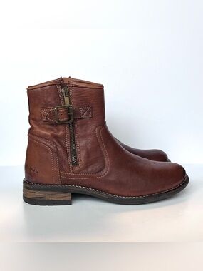 TAOS Convoy Cognac Leather Ankle Boots Zipper Buckle Women’s EU 38 US 7-7.5